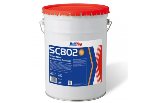 Nullifire SC802 intumescent basecoat applied on steel structure for enhanced passive fire protection in commercial and industrial settings