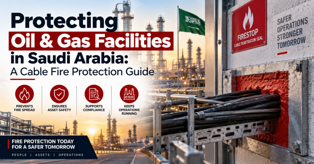 Oil and gas facility in Saudi Arabia with cable fire protection and firestop sealing system