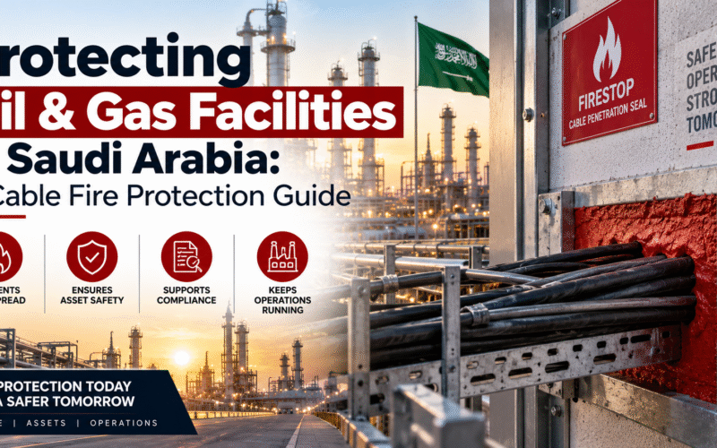 Oil and gas facility in Saudi Arabia with cable fire protection and firestop sealing system