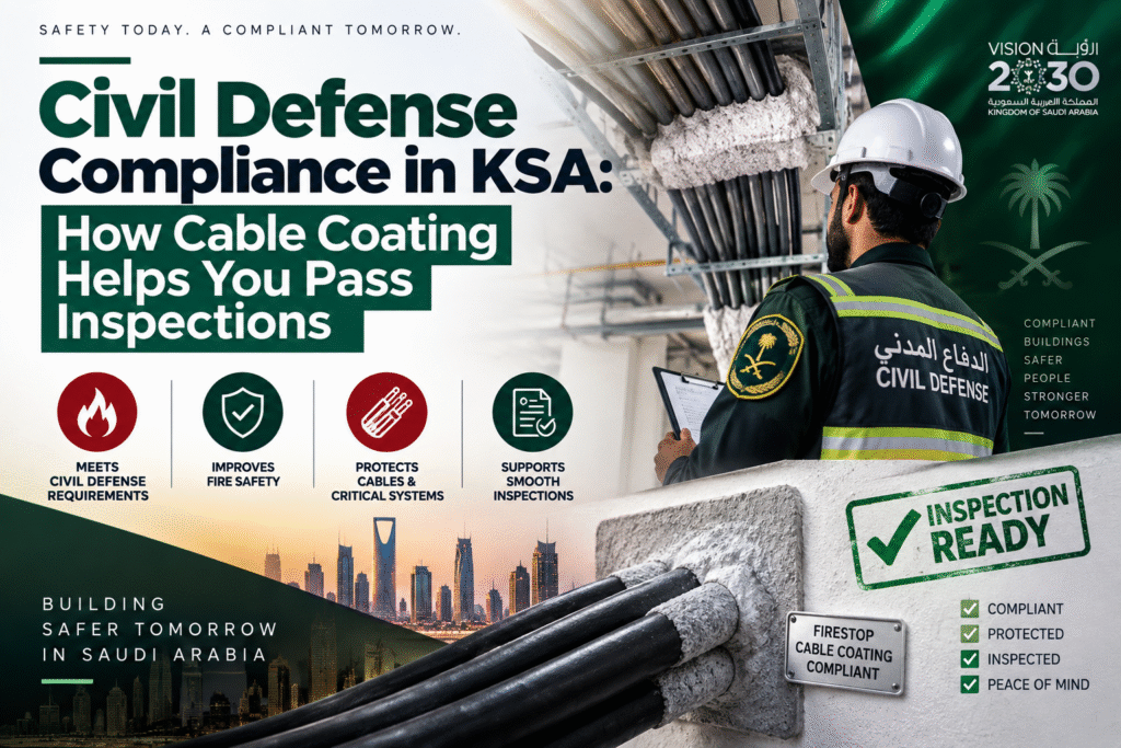 Civil Defense Compliance in KSA – Cable Coating for Fire Protection and Inspection