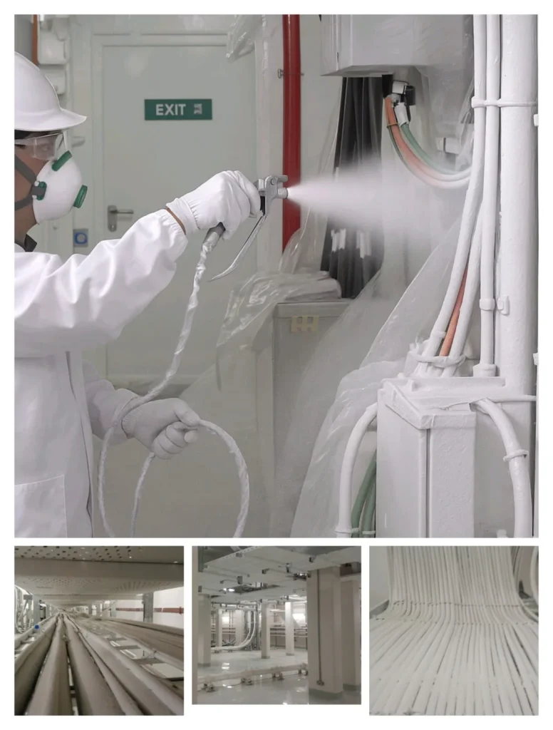 Coated cable trays and conduits in a Saudi industrial facility